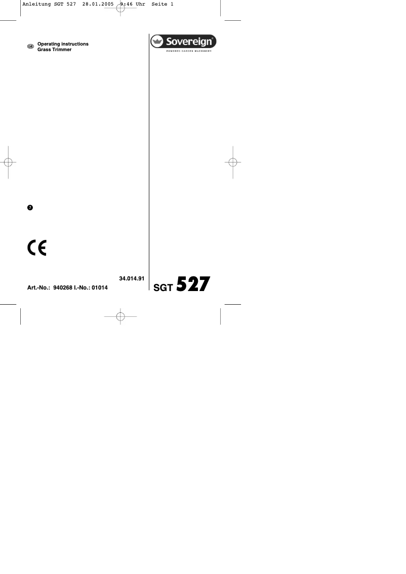 Page 1 de la notice Manuel utilisateur Sovereign SGT 527