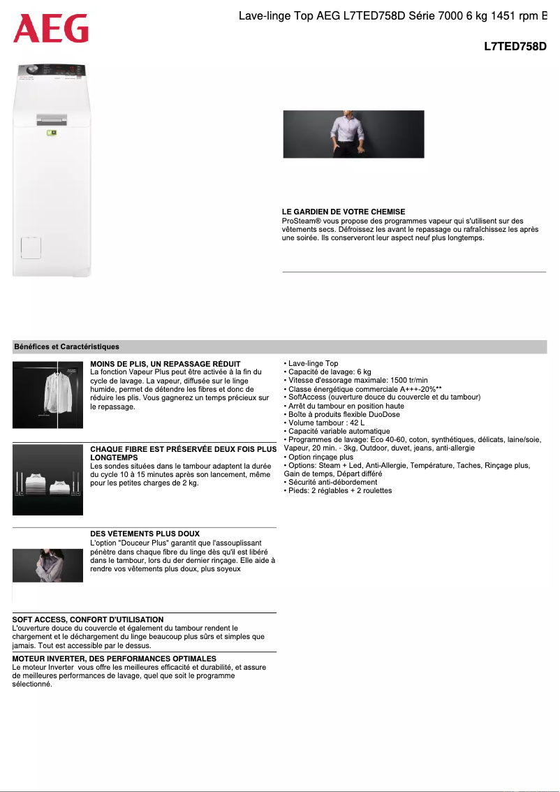 Image de la première page du manuel de l'appareil L7TED758D