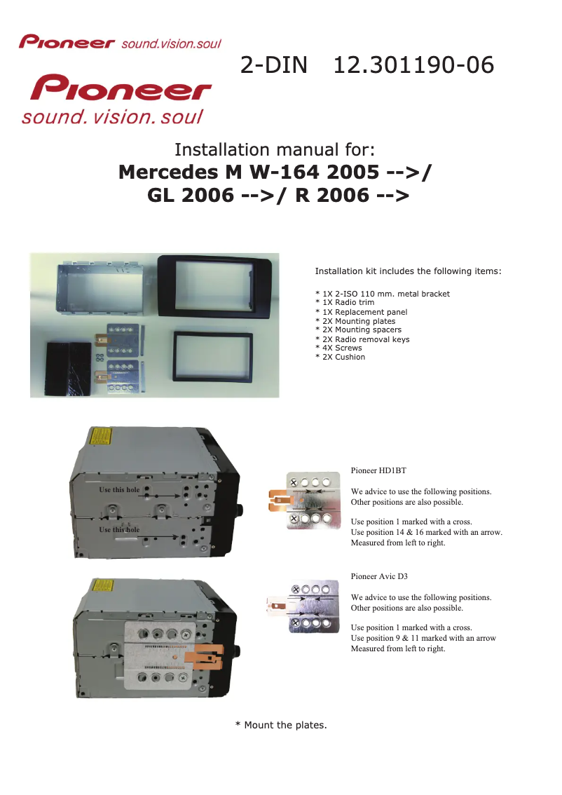 Page n°1 - Manuel utilisateur Pioneer 12.301190-06