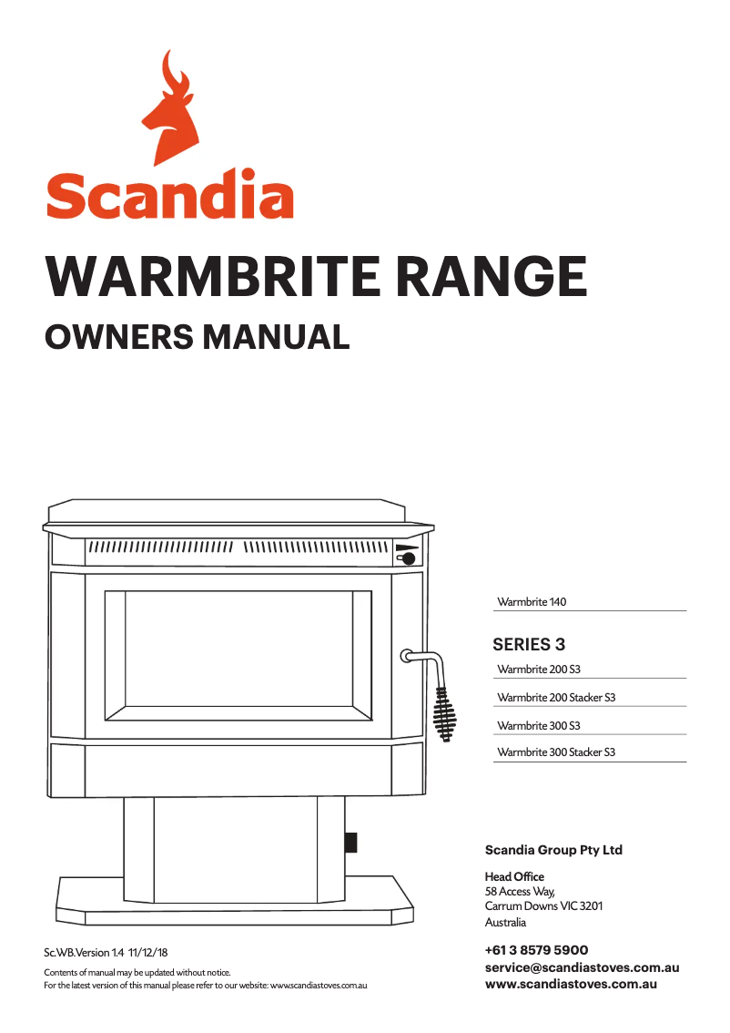 Page 1 de la notice Manuel utilisateur Scandia Warmbrite 200 S3