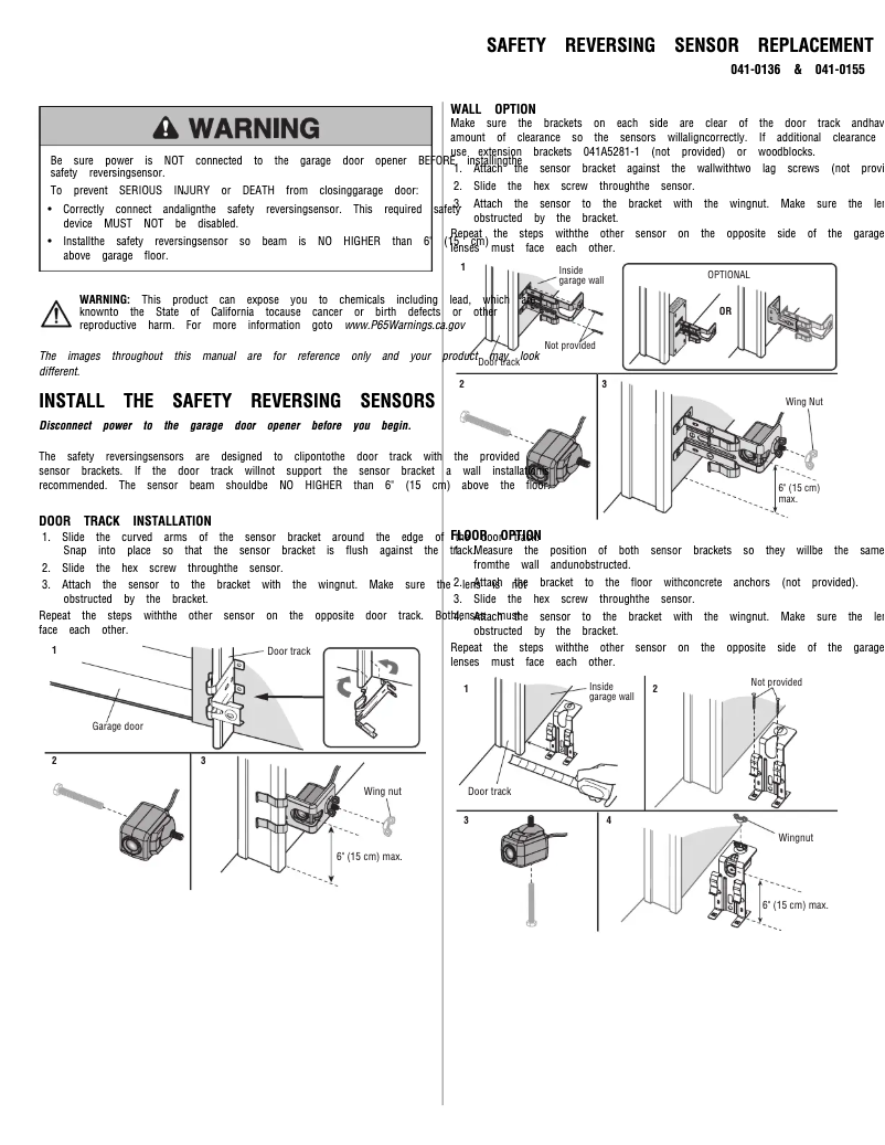 Page n°1 - Manuel utilisateur LiftMaster 041-0136