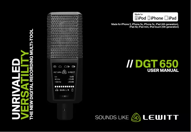 Page n°1 - Manuel utilisateur Lewitt DGT 650