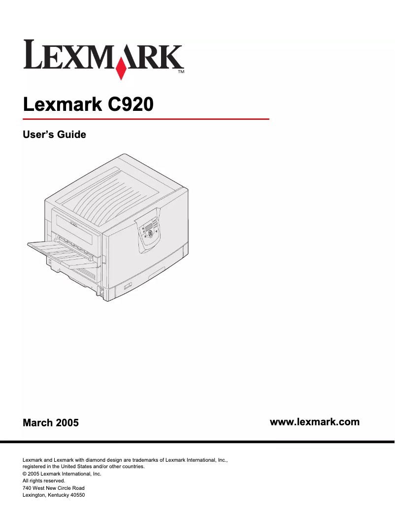 Page 1 de la notice Manuel utilisateur Lexmark C920DTN