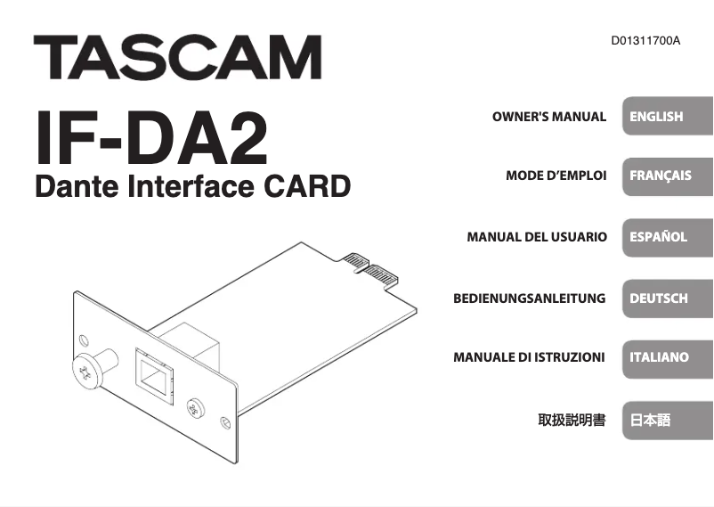 Page n°1 - Manuel utilisateur Tascam IF-DA2