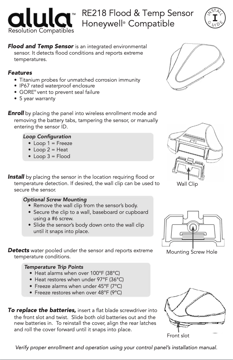 Page n°1 - Manuel utilisateur Alula RE218