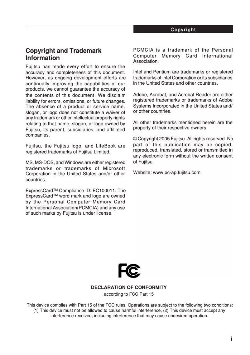 Page n°1 - Manuel utilisateur Fujitsu LifeBook N3510