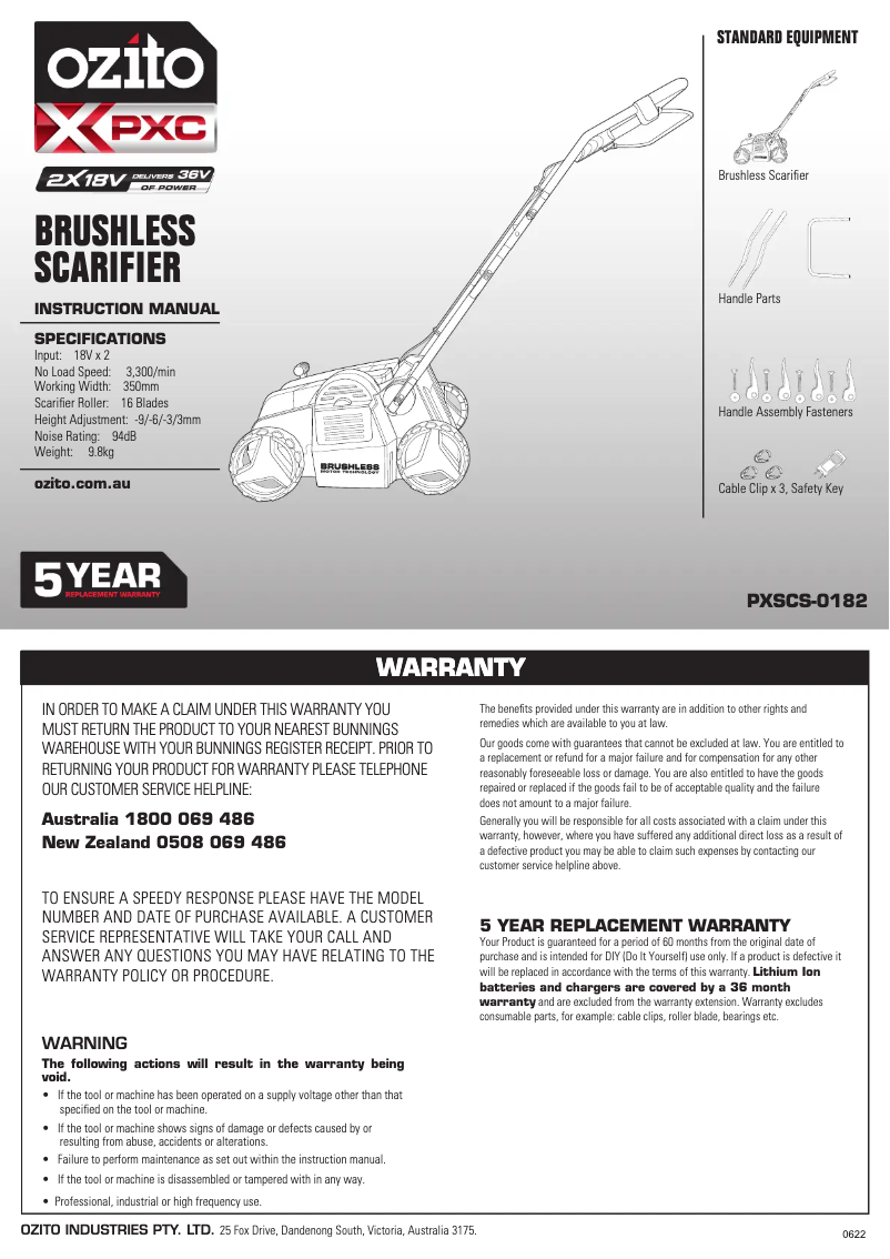 Image de la première page du manuel de l'appareil PXSCS-0182