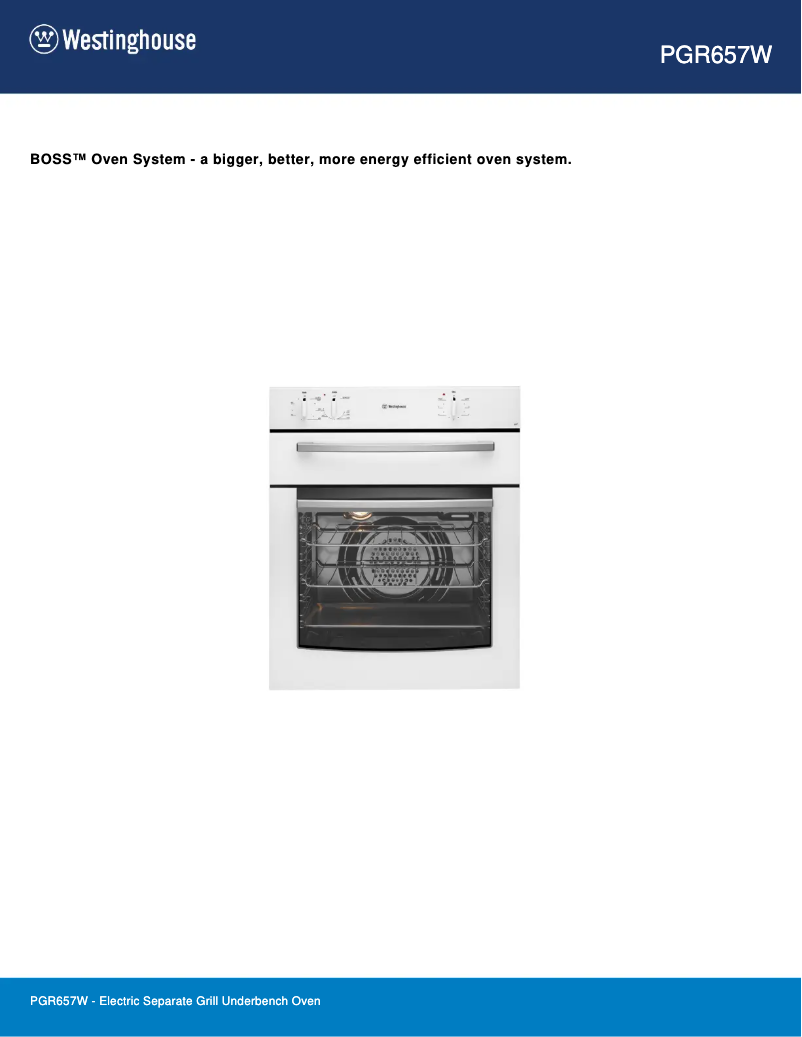 Page 1 de la notice Fiche technique Westinghouse PGR657W