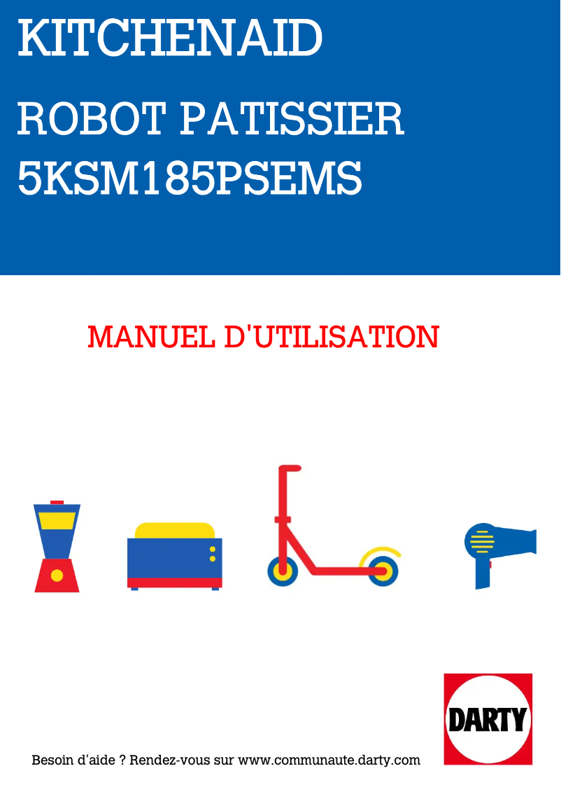Page n°1 - Manuel utilisateur KitchenAid Artisan 5KSM185PSEMS