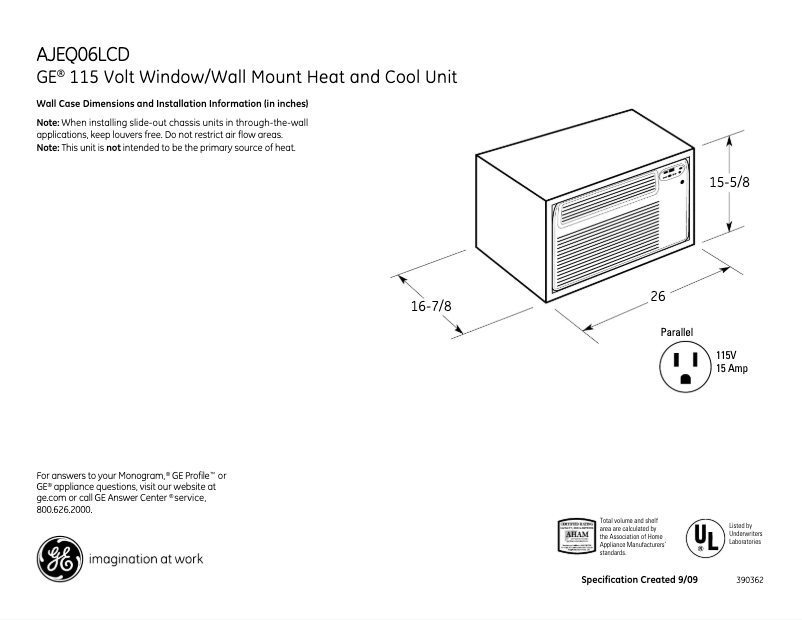 First page image of the manual for AJEQ06LCD