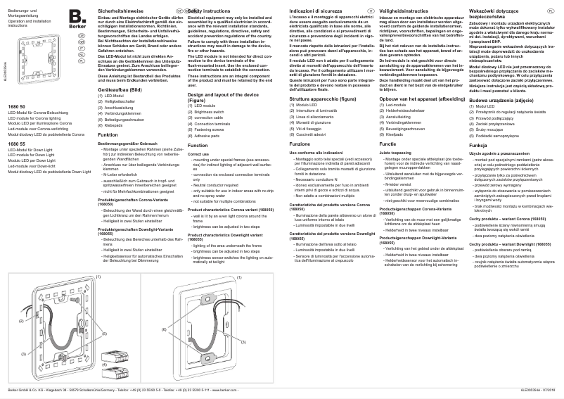 Page 1 de la notice Instructions / montage Berker 168055