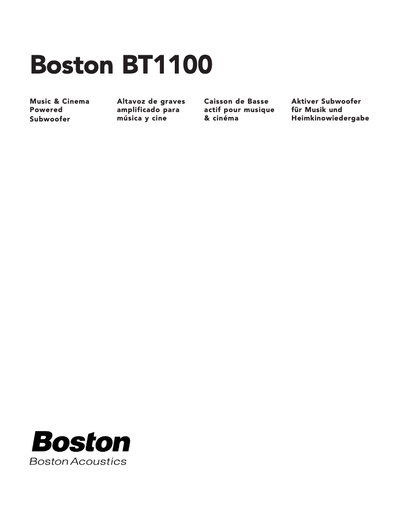 Page 1 de la notice Manuel utilisateur Boston Acoustics BT1100
