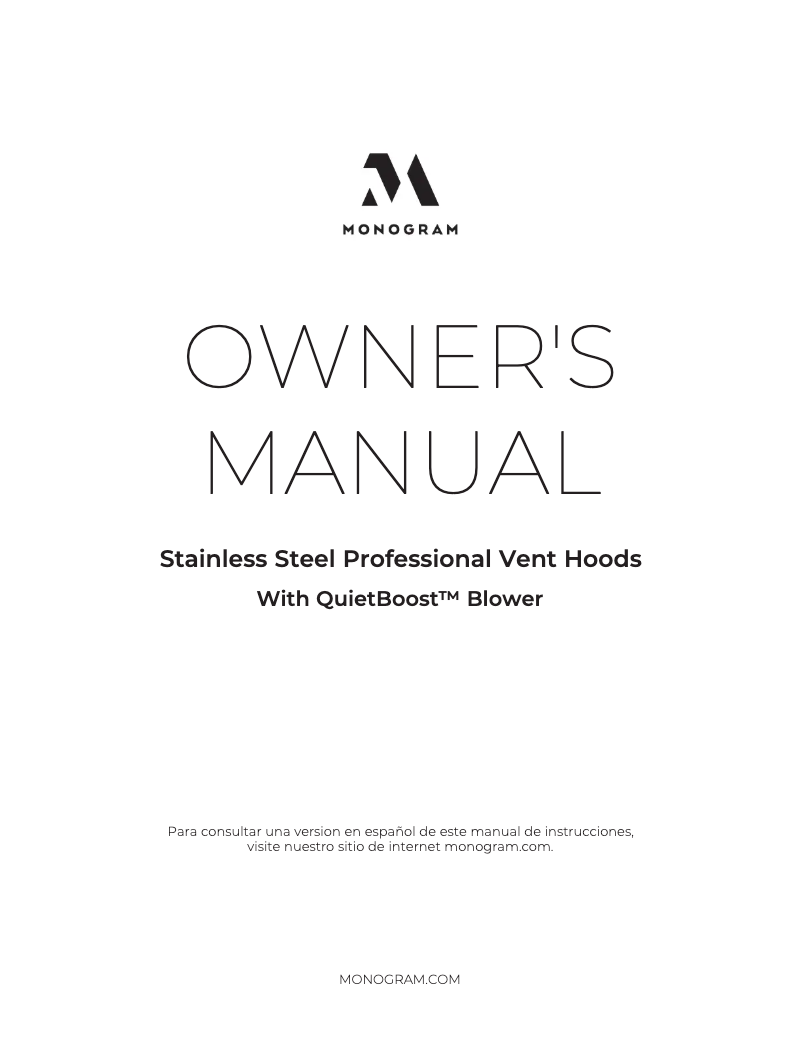 Page 1 de la notice Manuel d'utilisation et d'entretien Monogram ZVW1480SPSS