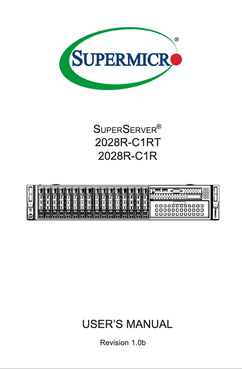 Page 1 de la notice Manuel utilisateur Supermicro SuperServer 2028R-C1RT
