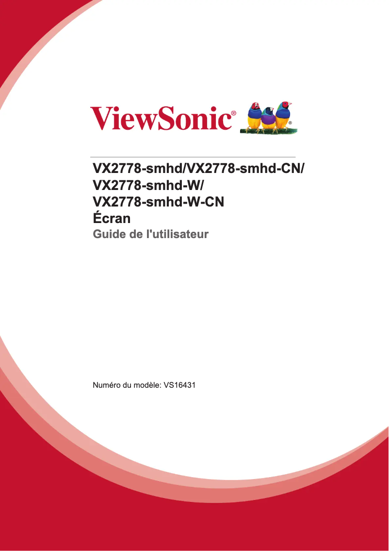 Page 1 de la notice Manuel utilisateur Viewsonic VX2778-SMHD