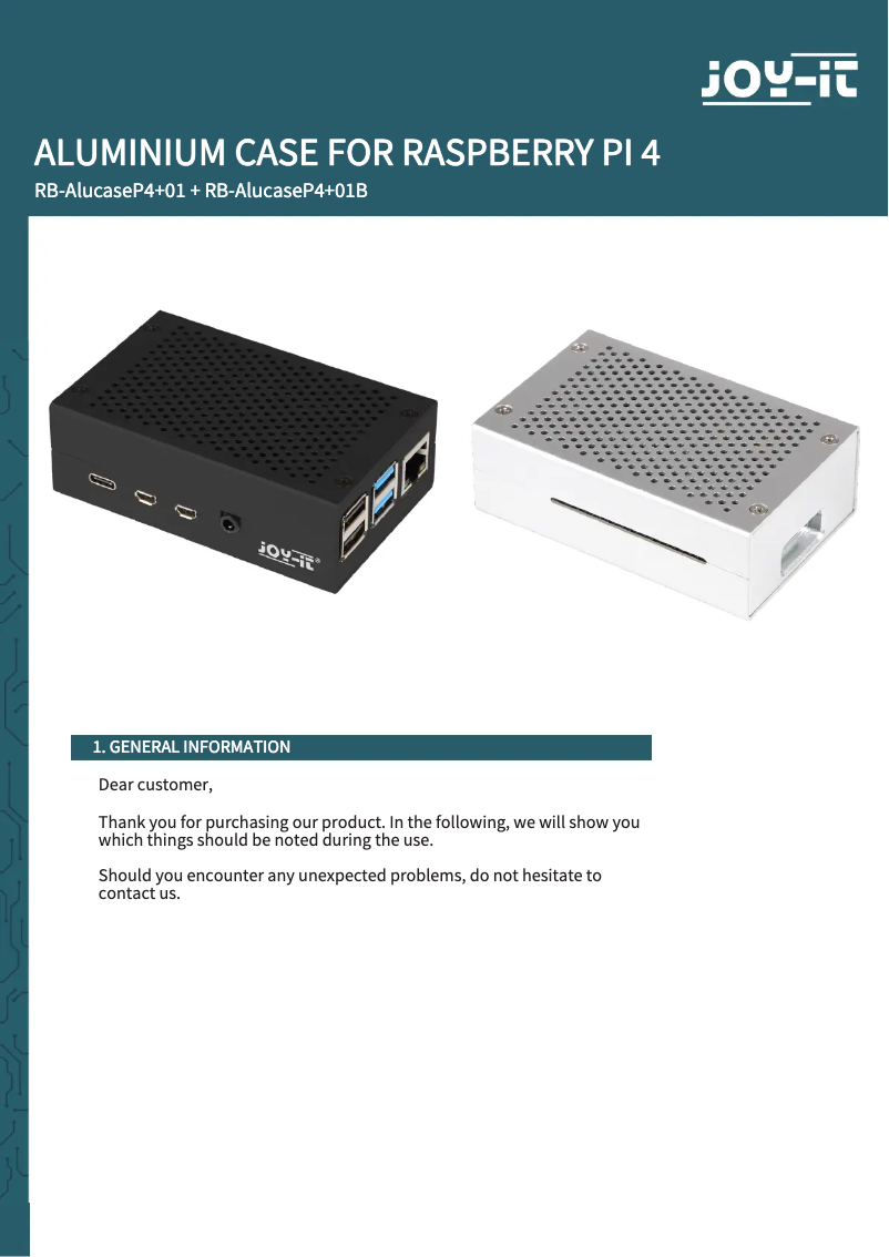 Page 1 de la notice Mode d'emploi Joy-It RB-ALUCASEP4+01B