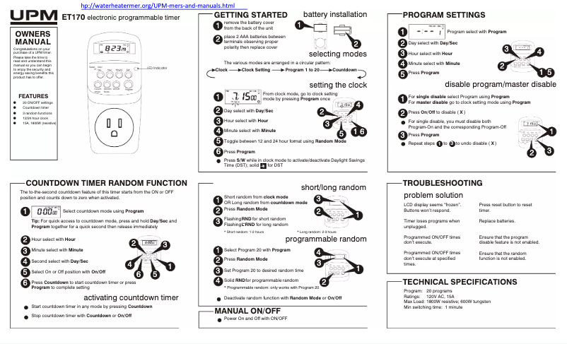 Imagen de la primera página del manual del dispositivo ET170