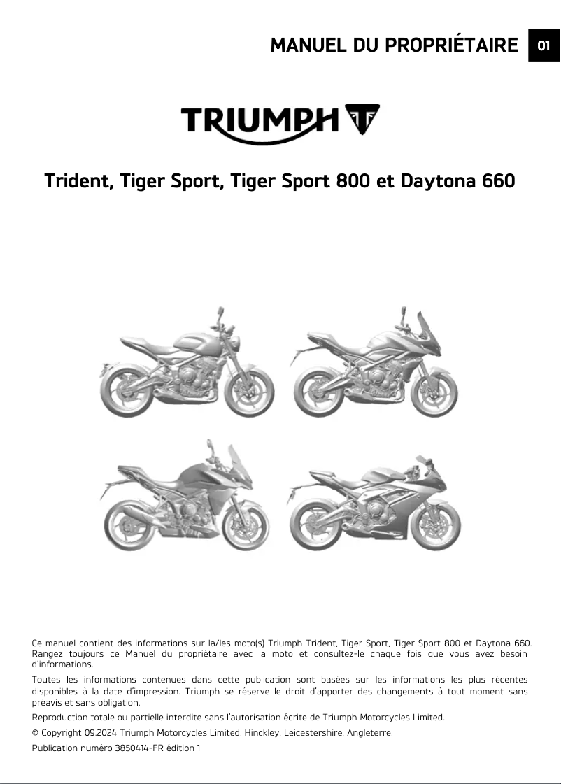 Page n°1 - Manuel utilisateur Triumph Daytona 660 (2025)
