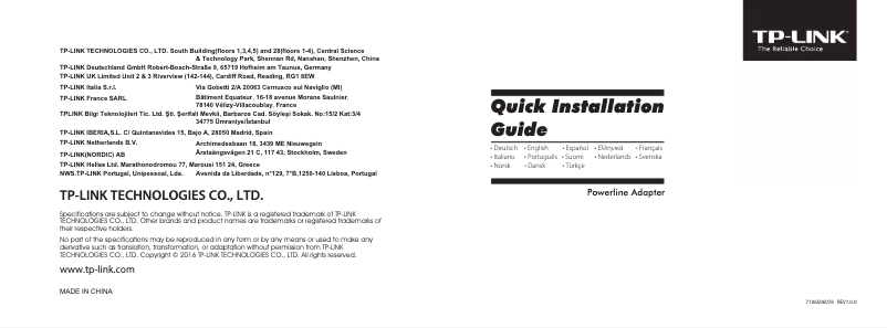 Image de la première page du manuel de l'appareil TL-PA4010P KIT
