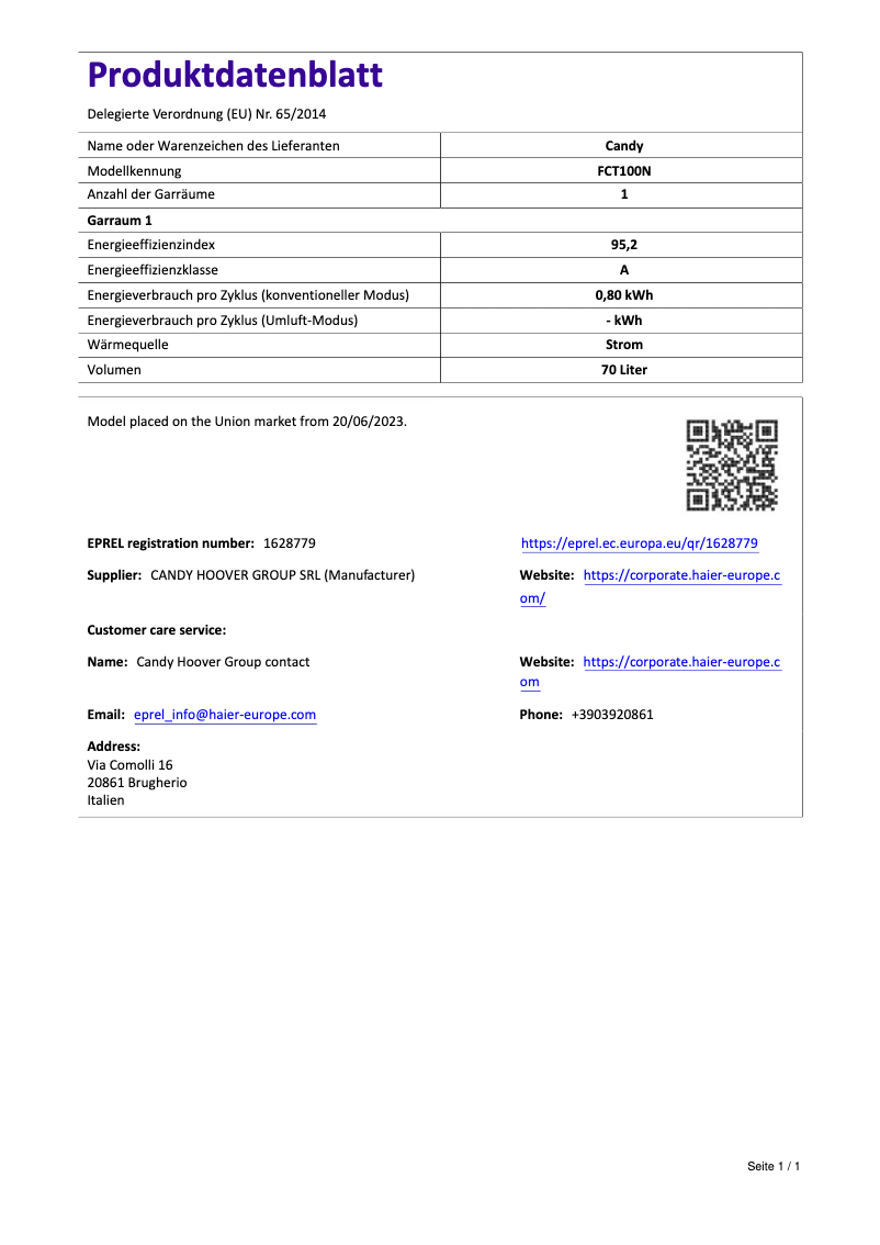 Image de la première page du manuel de l'appareil FCT100N