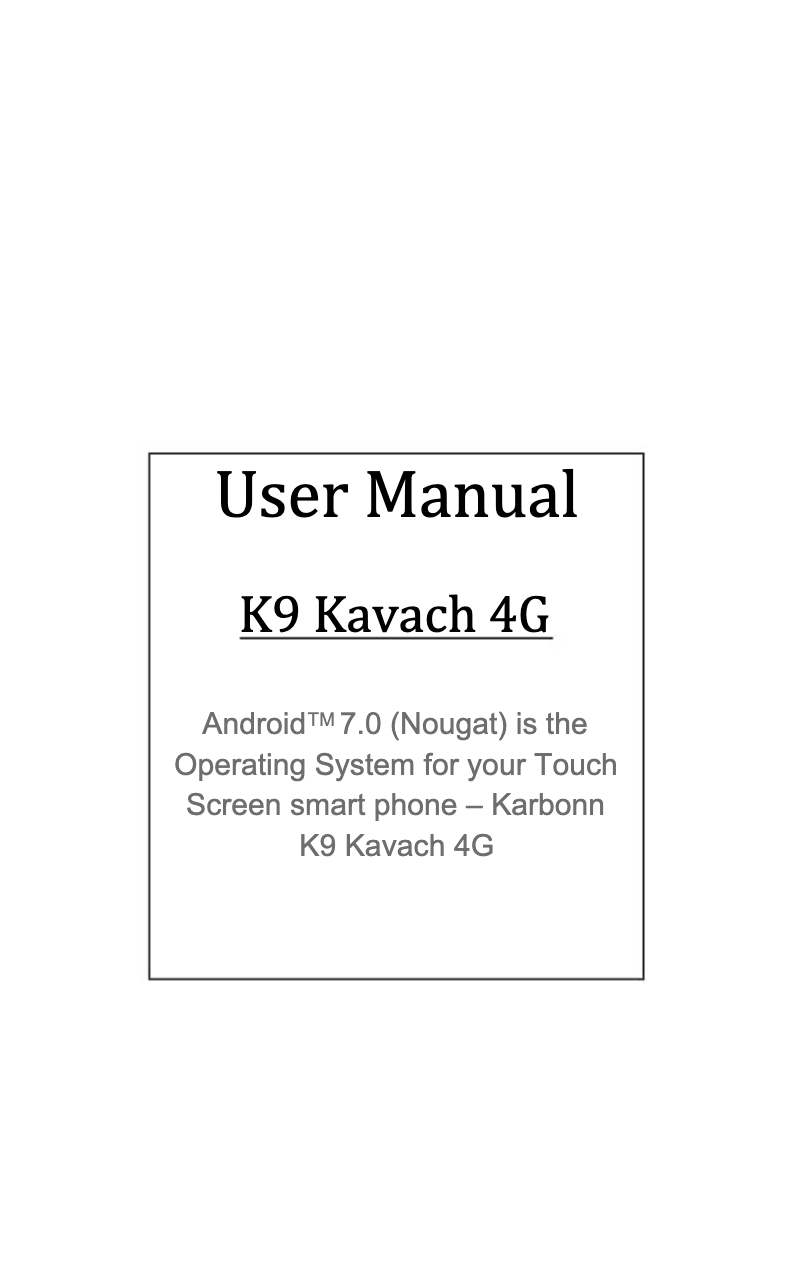 Image de la première page du manuel de l'appareil K9 Kavach 4G