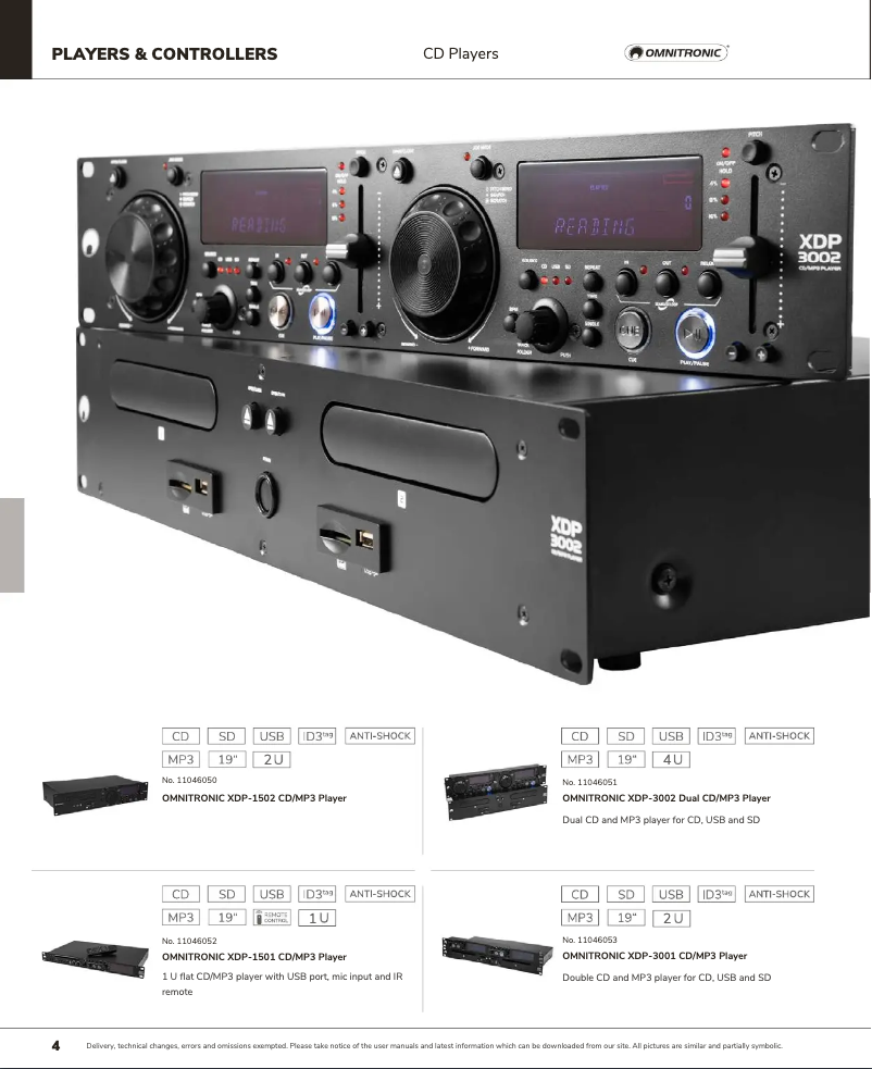 Page 1 de la notice Catalogue Omnitronic XDP-3001