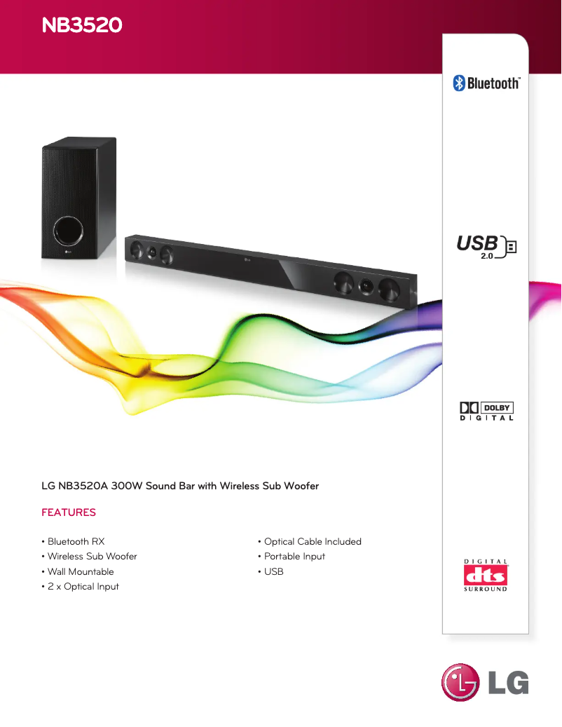 Page 1 de la notice Fiche technique LG NB3520A