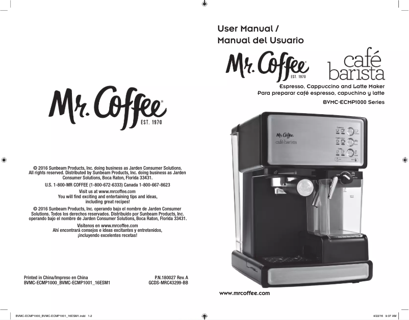 Image de la première page du manuel de l'appareil Café Barista