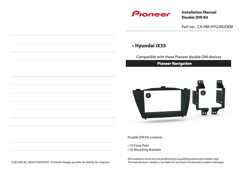 Page n°1 - Manuel utilisateur Pioneer CA-HM-HYU.002OEM