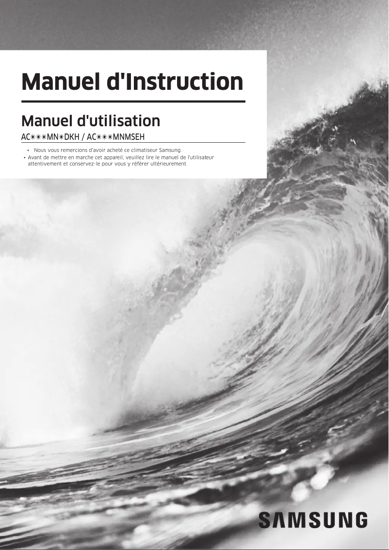 Page 1 de la notice Manuel utilisateur Samsung AC071MNMDKH/EU