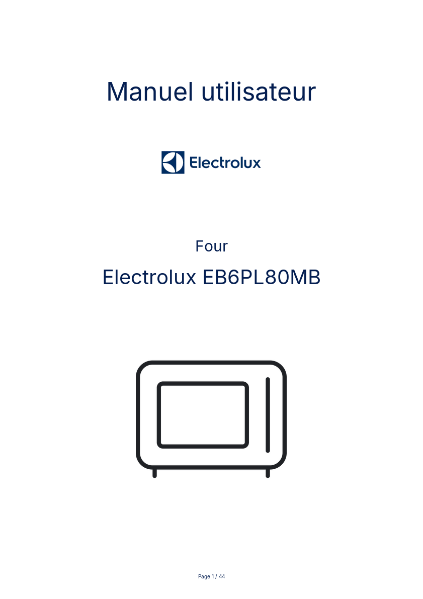 Page n°1 - Manuel utilisateur Electrolux EB6PL80MB
