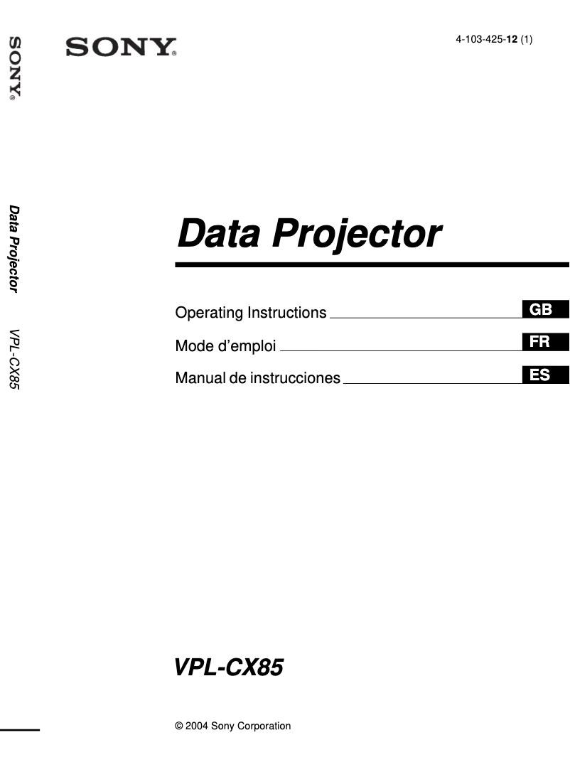 Image de la première page du manuel de l'appareil VPL-CX85