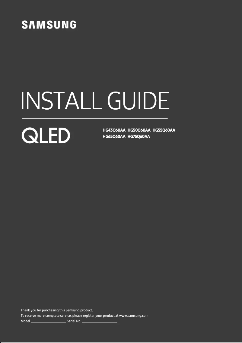 Page 1 de la notice Manuel utilisateur Samsung HG55Q60AA