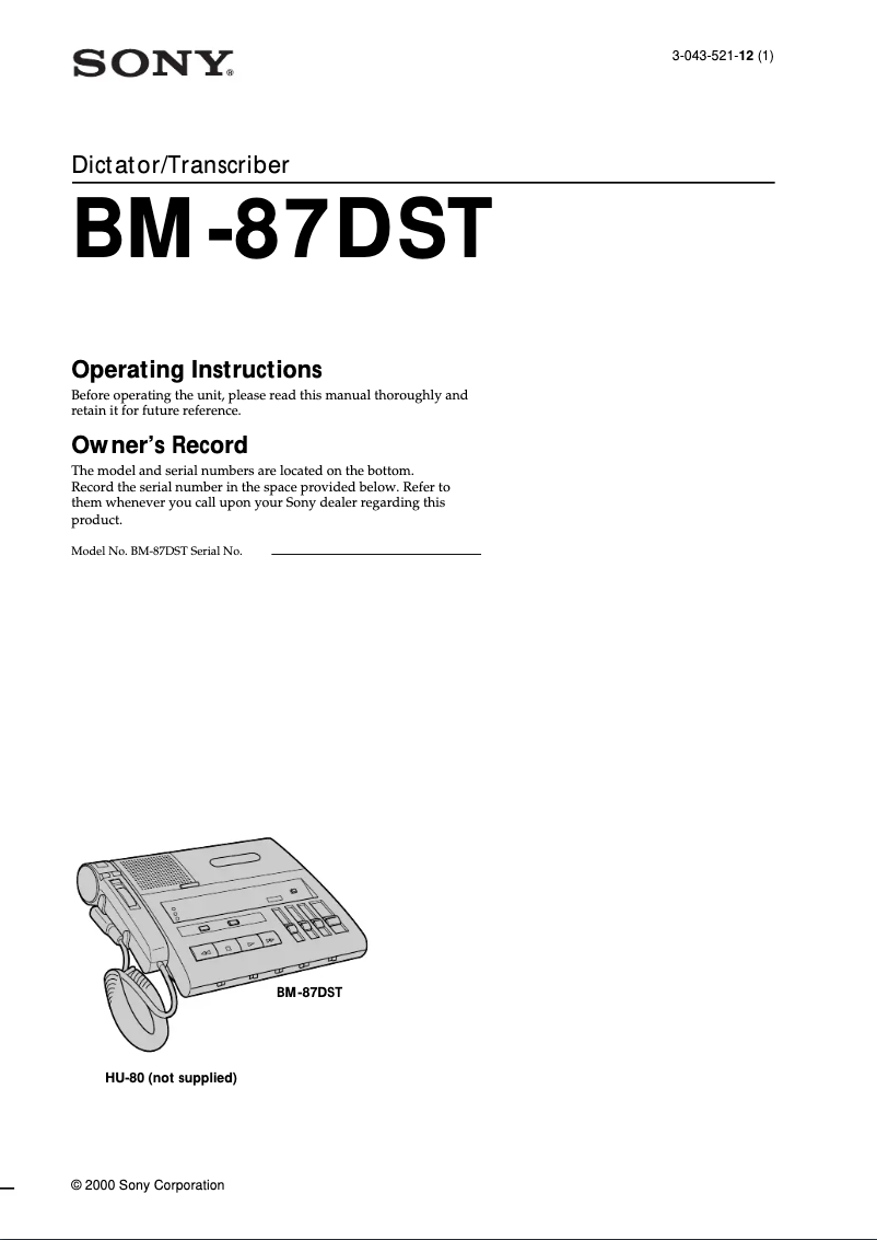 Image de la première page du manuel de l'appareil BM-87DST