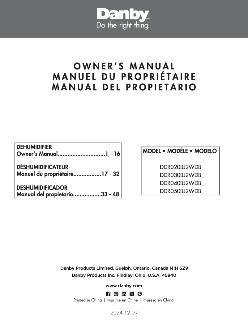 Imagen de la primera página del manual del dispositivo DDR030BJWDB