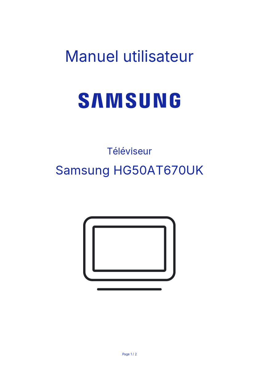 Image de la première page du manuel de l'appareil HG50AT670UK