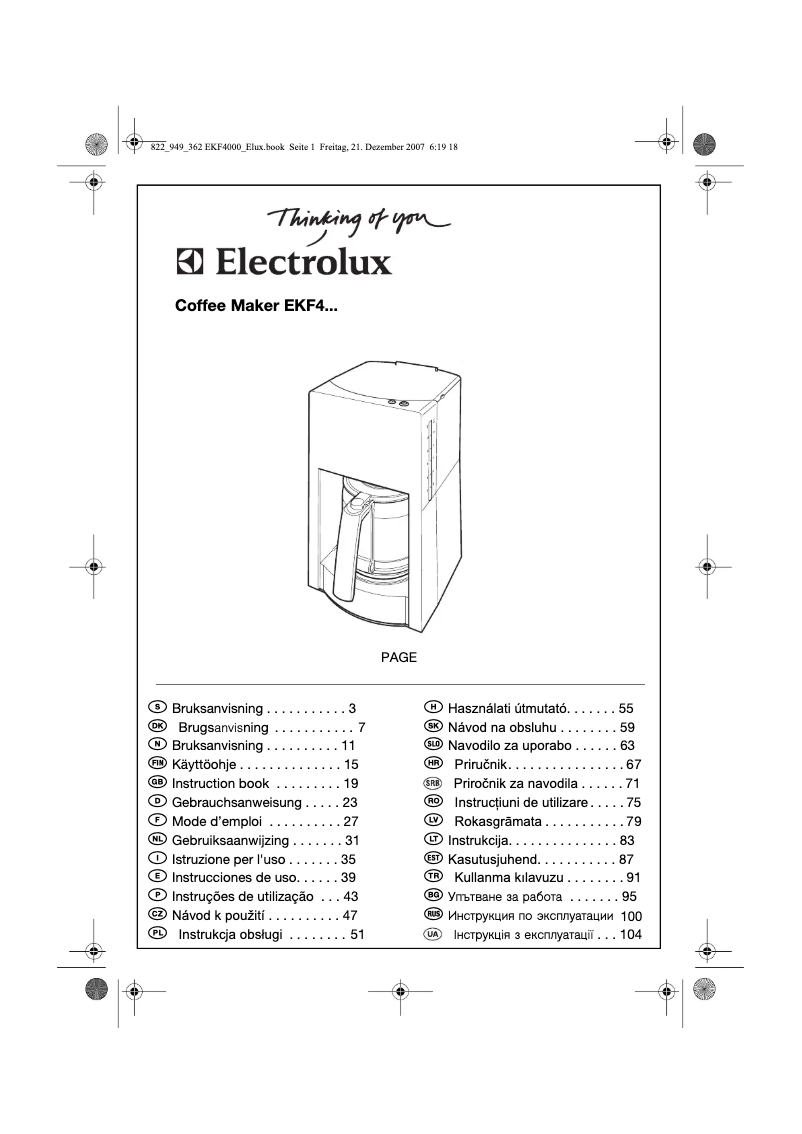 Page 1 of the manual User Manual Electrolux EKF 4000