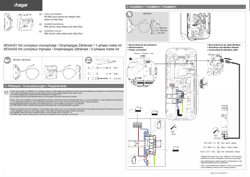 Page 1 de la notice Manuel utilisateur Hager XEVA431