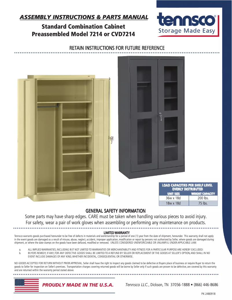 Página 1 del manual Manual de usuario Tennsco CVD7214