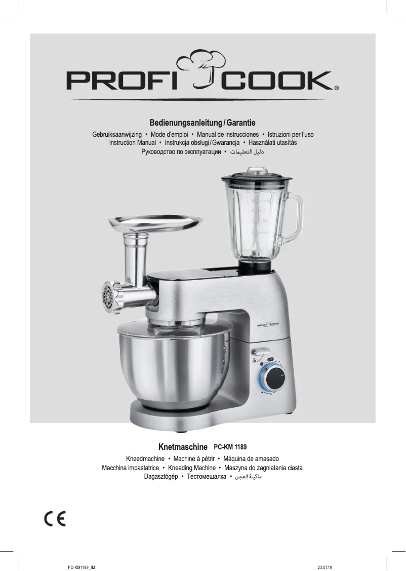 Page 1 de la notice Manuel utilisateur ProfiCook PC-KM 1189