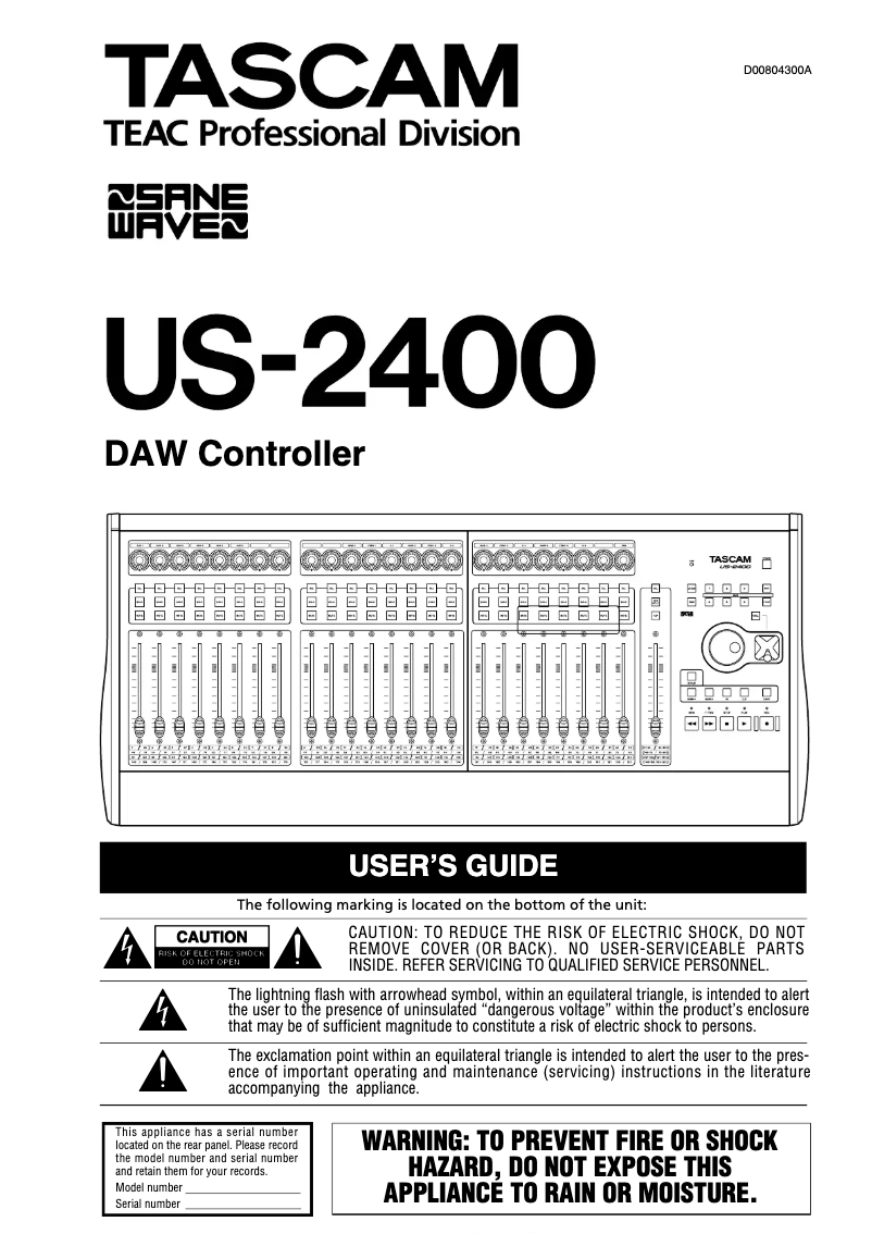 Página 1 del manual Manual de usuario Tascam US-2400