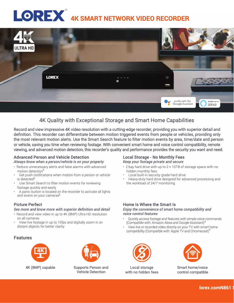 Página 1 del manual Ficha técnica Lorex N861B