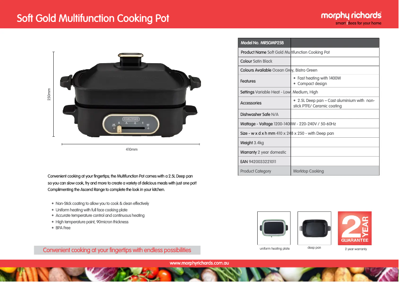 Page 1 de la notice Fiche technique Morphy Richards MRSGMP25B
