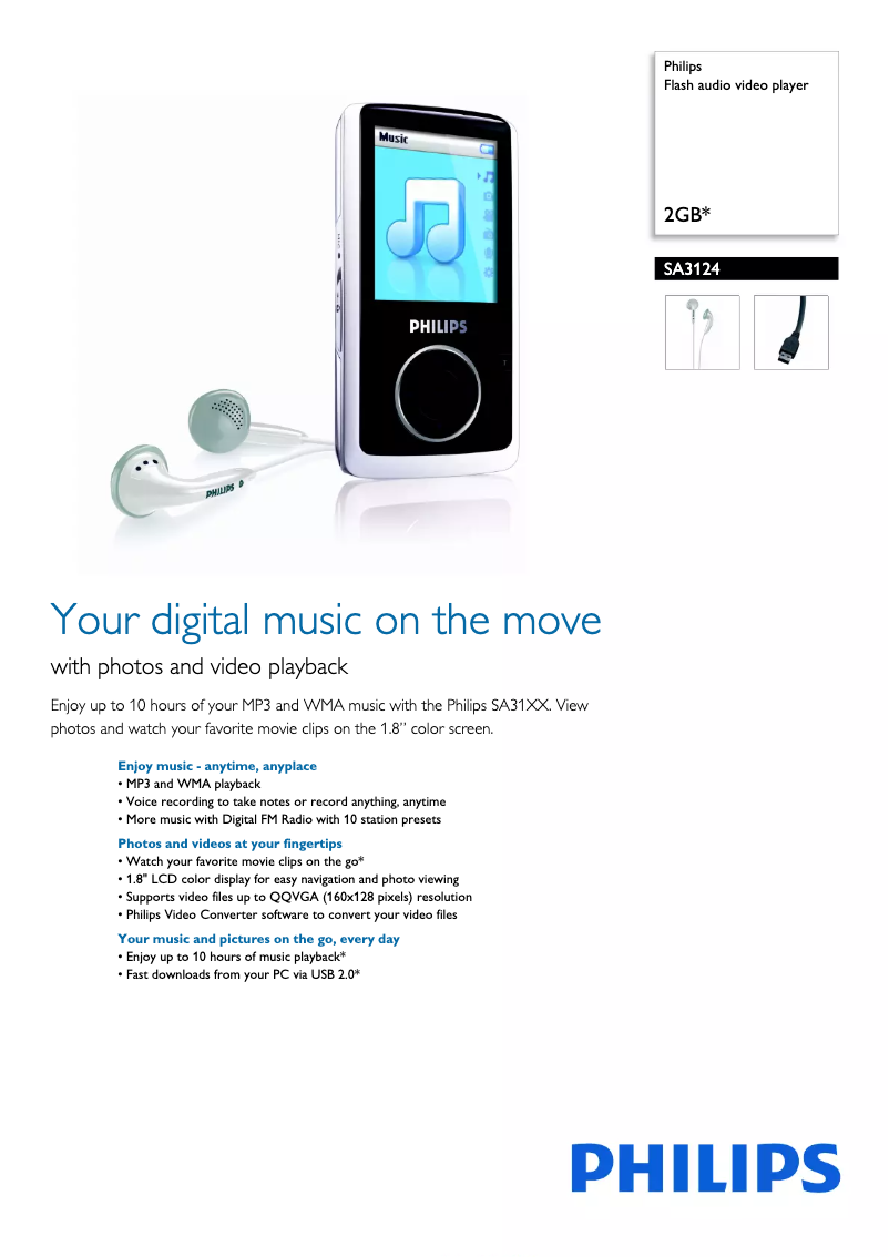 Image de la première page du manuel de l'appareil GoGear SA3124