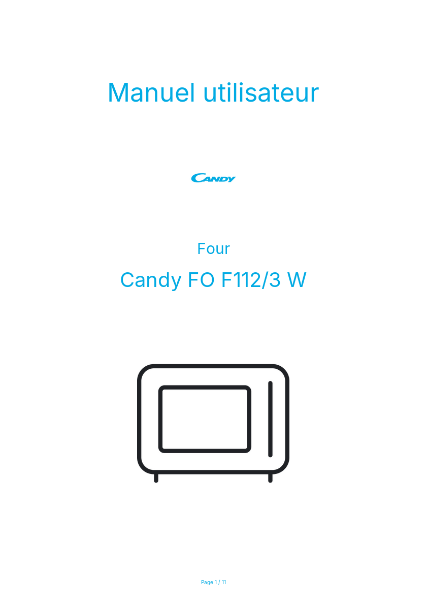 Page n°1 - Manuel utilisateur Candy FO F112/3 W
