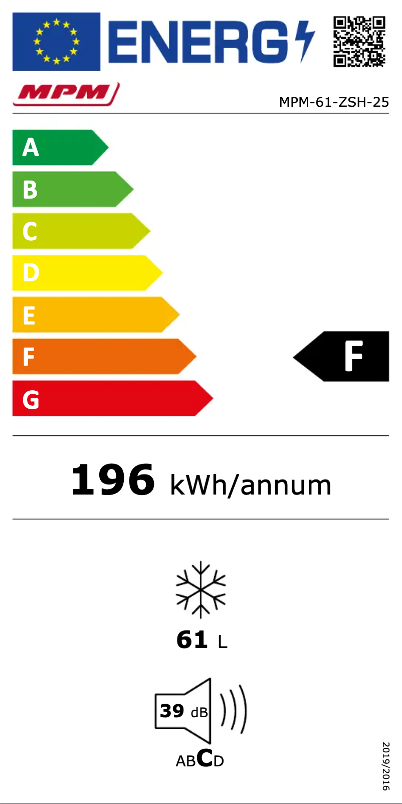 Page n°1 - Label énergétique MPM MPM-61-ZSH-25