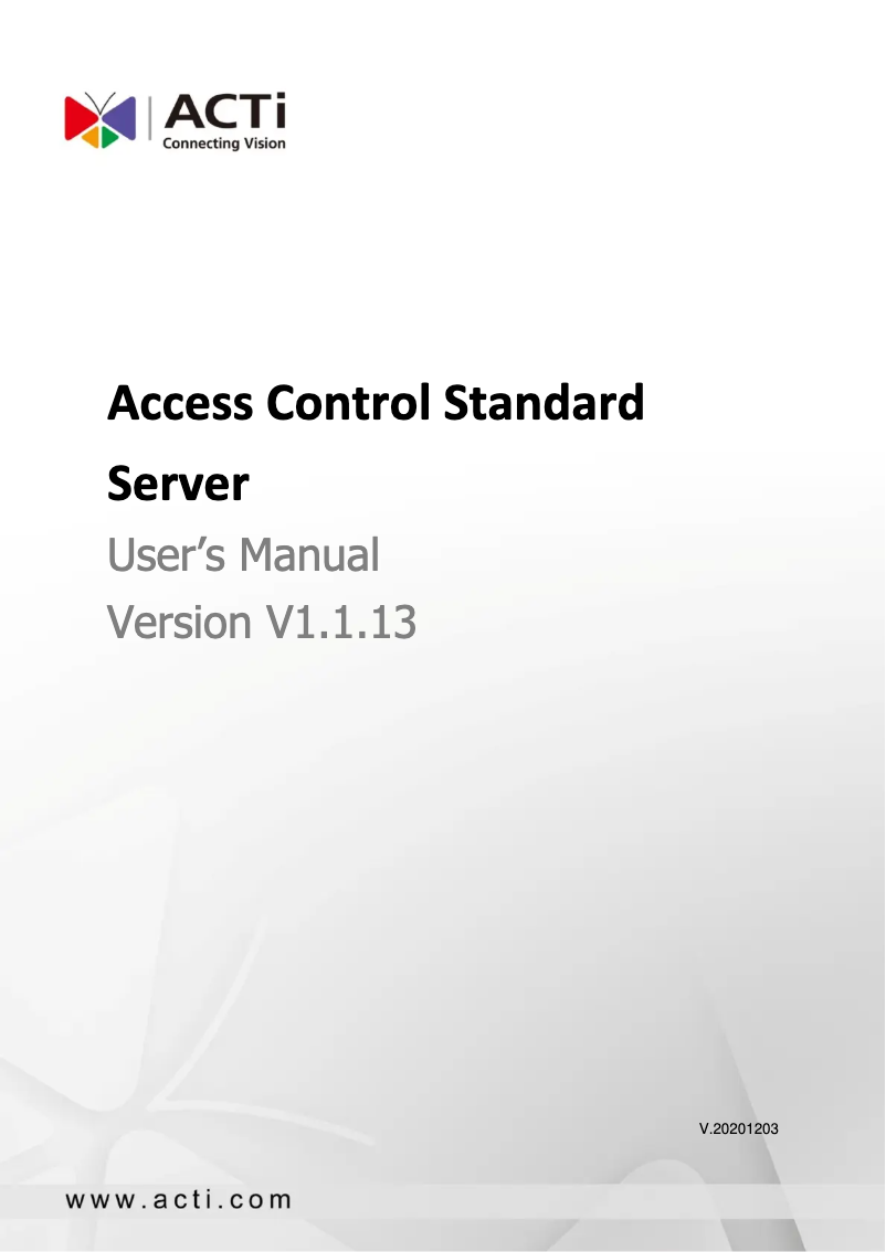 Page 1 de la notice Manuel utilisateur ACTi LACS3000
