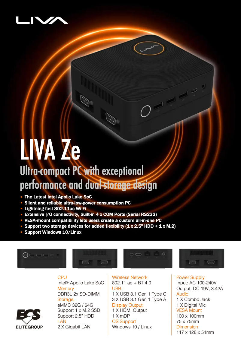 Page 1 de la notice Manuel utilisateur ECS LIVA ZE