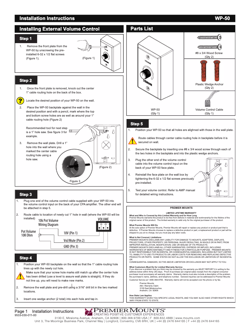 Page n°1 - Manuel utilisateur Premier Mounts WP-50