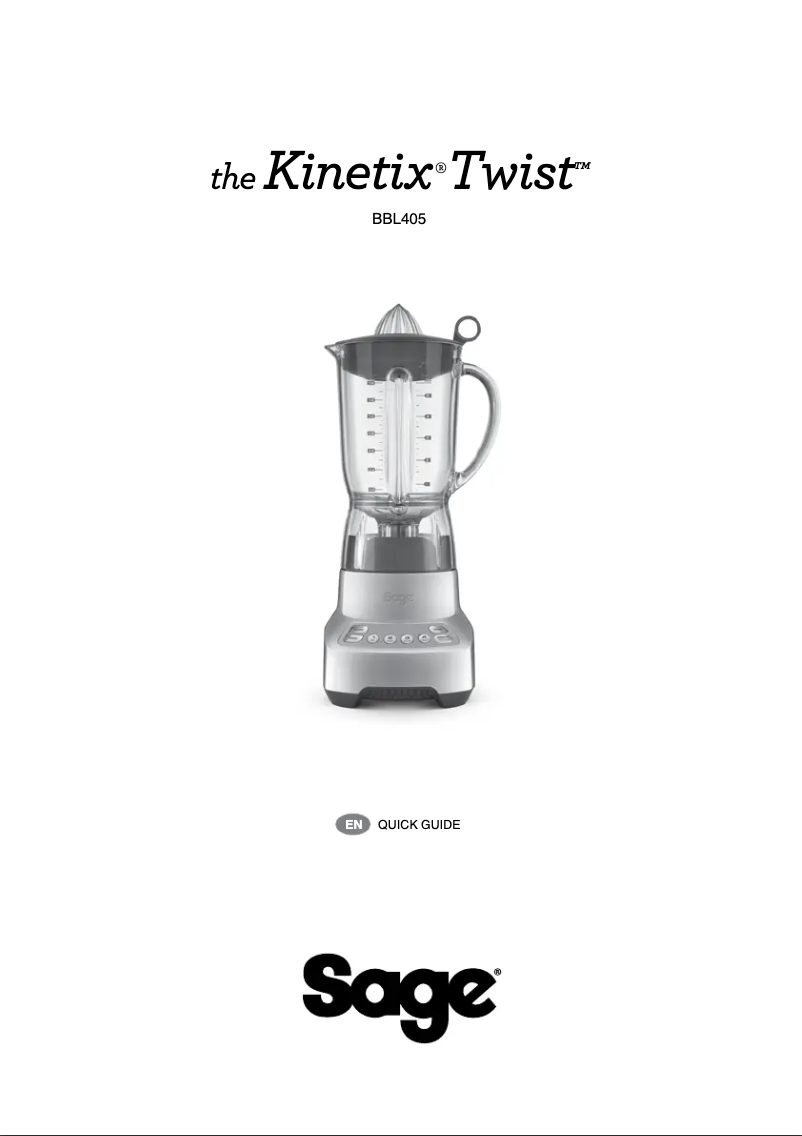 Image de la première page du manuel de l'appareil the Kinetix Twist BBL405